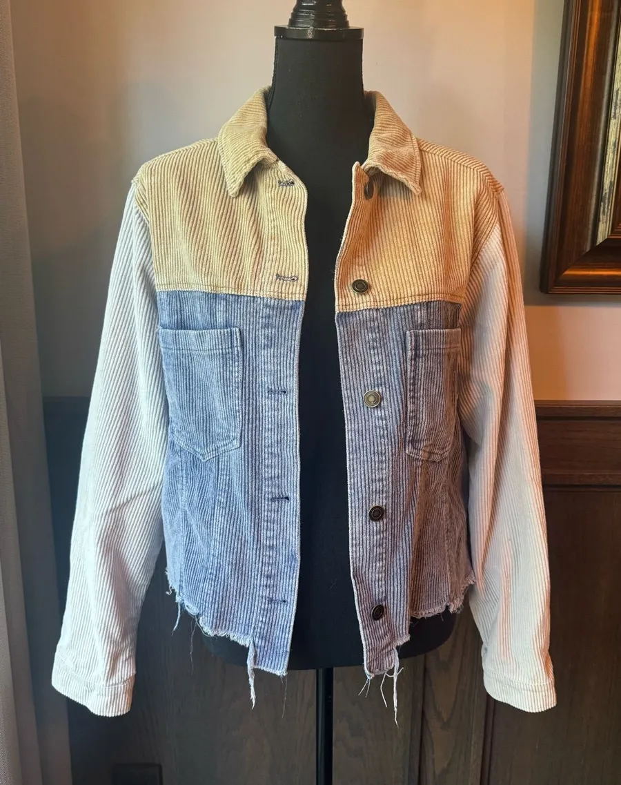 Oli & Hali Corduroy Colorblock Button