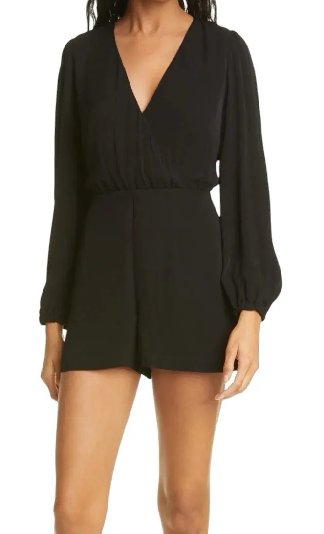 Alice + Olivia - Sinclair Black Long Sleeve Romper Size 6