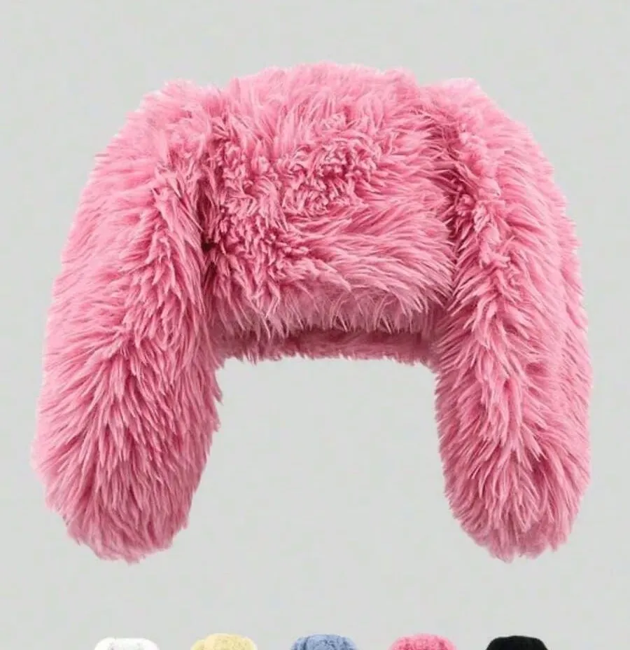 Fluffy Pink Bunny Ear Hat π°