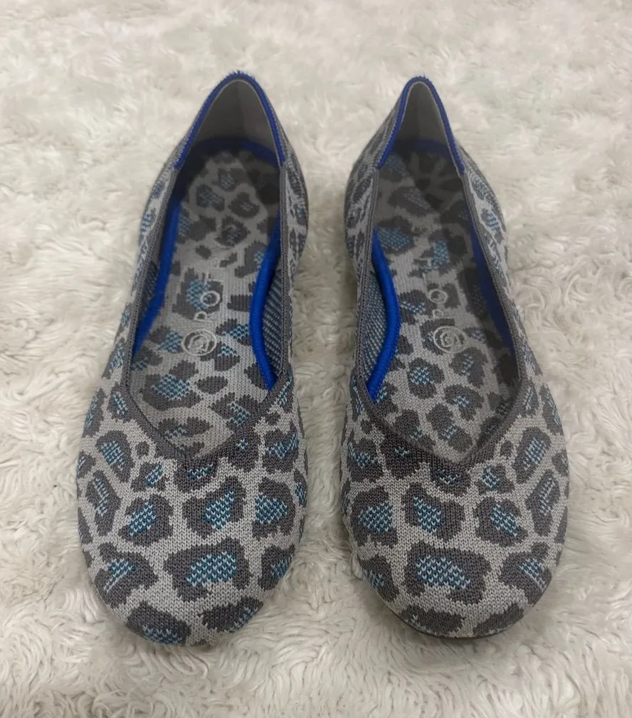 Rothy's The Flat in Grey Spotted Retired Leopard print Shoes Woman’s Size 8.5