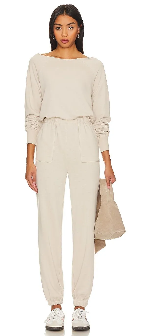 REVOLVE Lovers and Friends x Rachel Caddie Lounge Jumpsuit in Sandstone - Size L