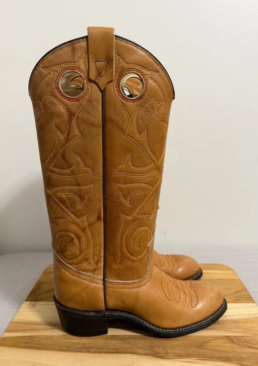 Texas Vintage Women's Low Heel Embroidered Boot Size 5.5 #267023