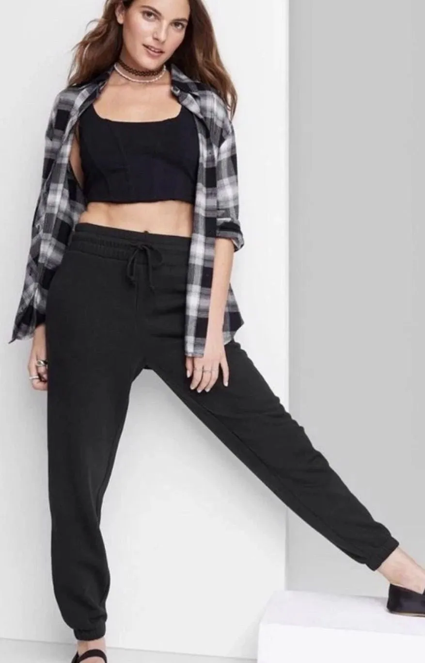 Wild Fable Women's Everyday Drawstring Joggers with Pockets - Black EUC