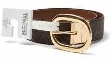NWT Michael Kors Brown Signature Logo Leather Twist Reversible Leather Belt 2X