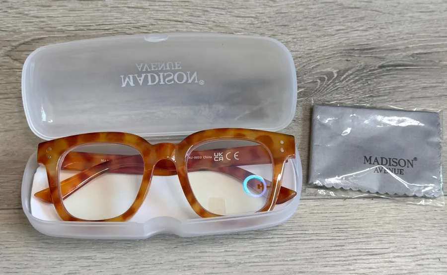 Madison Avenue Blue Light Blocking Glasses Tortoise Square OG 25PL8822B Orange Brown