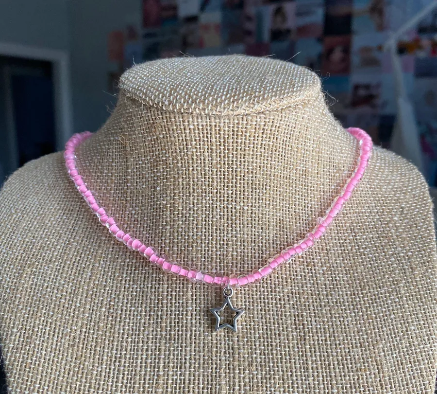 light Pink Star Trendy Choker Necklace
