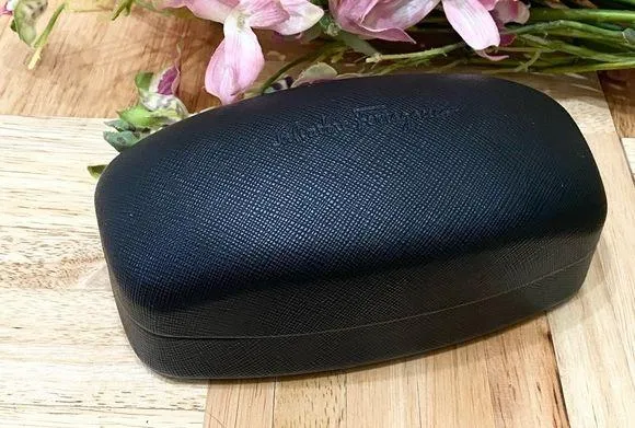 Salvatore Ferragamo Black Textured Oversized Sunglass Hard Case with Wipe Cloth