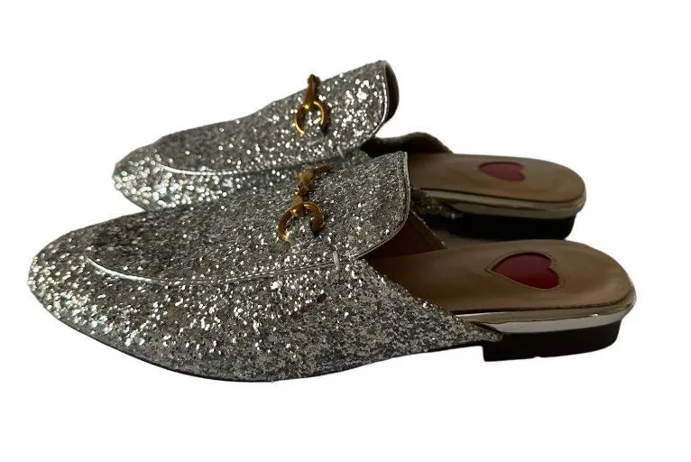 ARQA Womens Silver Glitter Loafer Mules Size 36/6