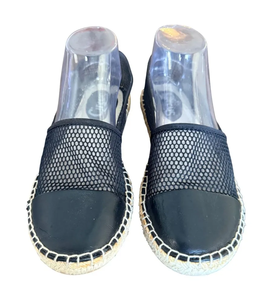 Circus by Sam Edelman Womens Black Mesh Espadrille Flats Cap Toe Slip Ons Size 8