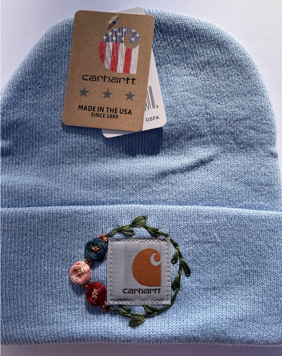 Hand embroidered Carhartt beanie hat