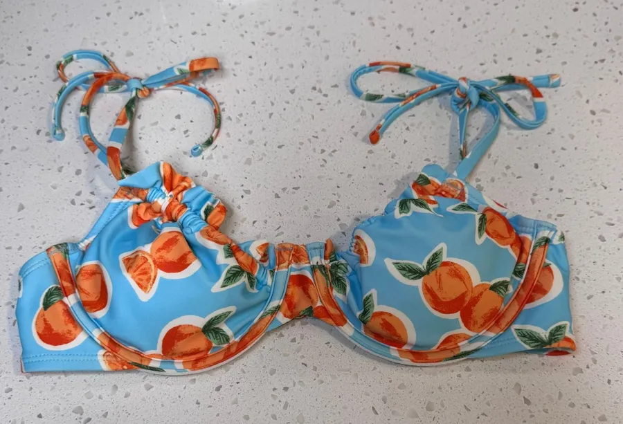 Wild Fable Women Blue Orange Fruit Print Underwire Bikini Top Size Small S