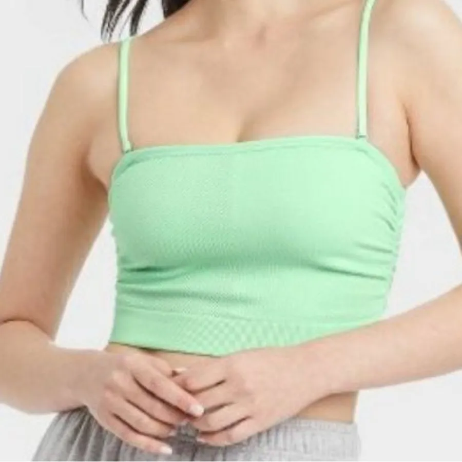 Colsie Tube Top with Straps Seamless Green XS Crop Top