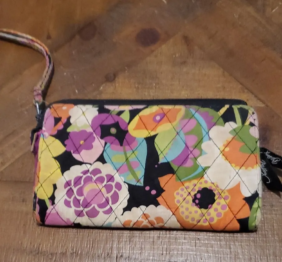 Floral Quilted Wristlet Wallet - Multicolor