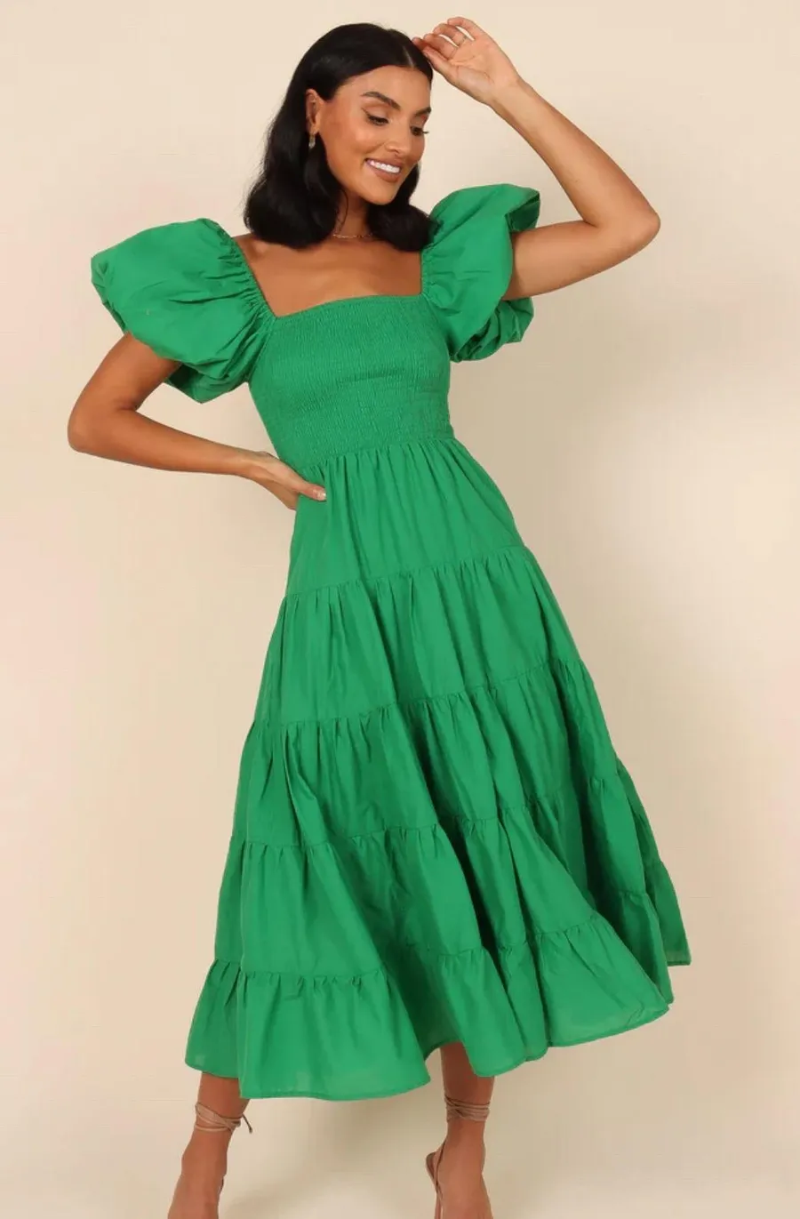 Morgan Tiered Dress~Green