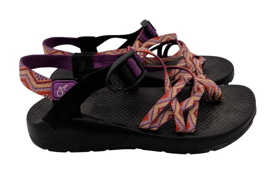 Chaco Z2 Classic Sandals Womens Black Purple Orange Chevron Vibram Made in USA