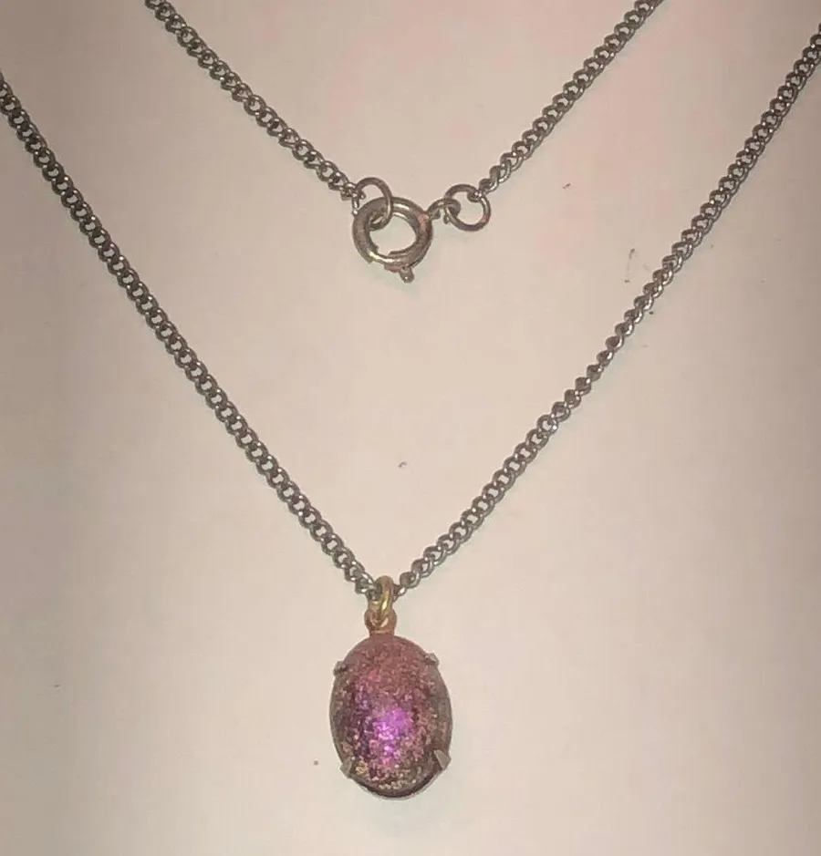 Vintage Elegant Rainbow Pink Boho Pendant Necklace