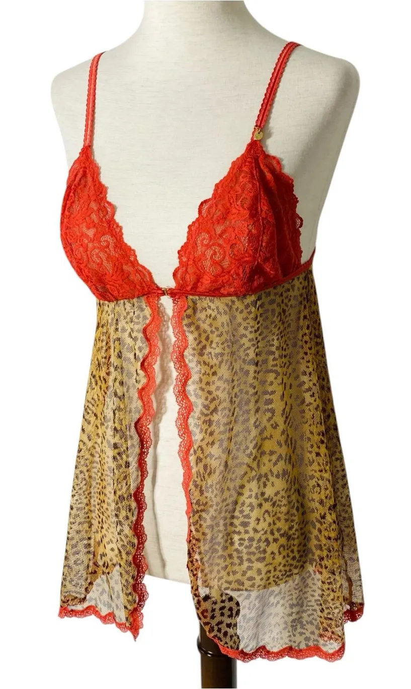 VINTAGE VICTORIA'S SECRET Leopard Mesh Nightie