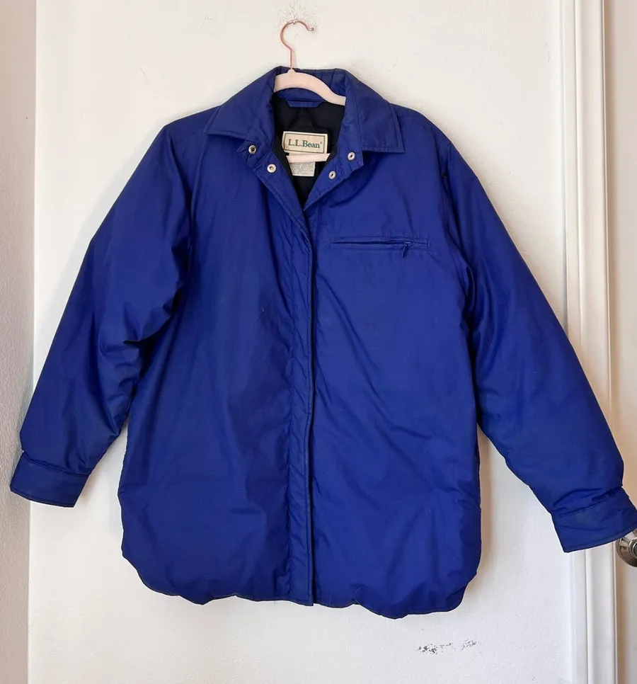 Vintage L.L.Bean Blue Goose Down Filled Women Jacket Medium Puffer Outdoor Coat