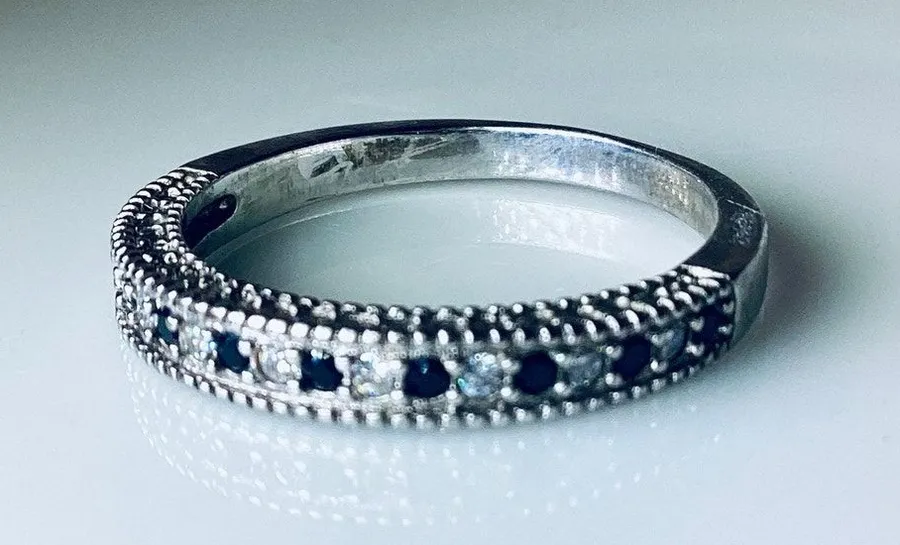 Gemstone Band Ring Silver