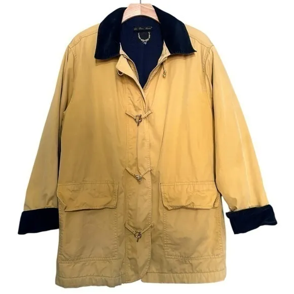 Les Deux Ancres Vintage Women’s L Tan Navy Blue Corduroy Gold Toggle Barn Jacket Size L