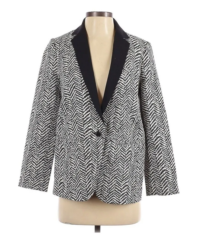 JOE’S JEANS Zebra Print Tuxedo Jacket Blazer Boyfriend Black Gray Small New