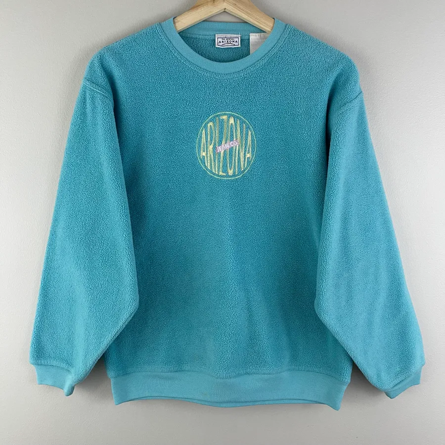 ARIZONA JEAN Vintage Y2K Light Blue Embroidered Logo Crewneck Pullover Fleece