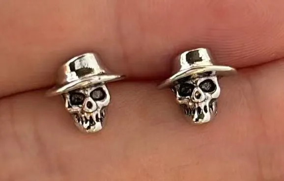 9mm Skull Head Stud Earrings for Men Women Streetwear Hip Hop Punk Unisex Style Silver