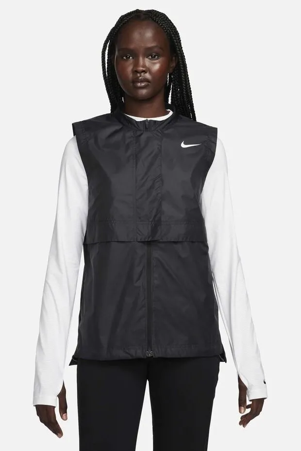 Nike Womens Tour Repel Golf Vest Black Full Zip Sleeveless DX6085-010 Large NWT