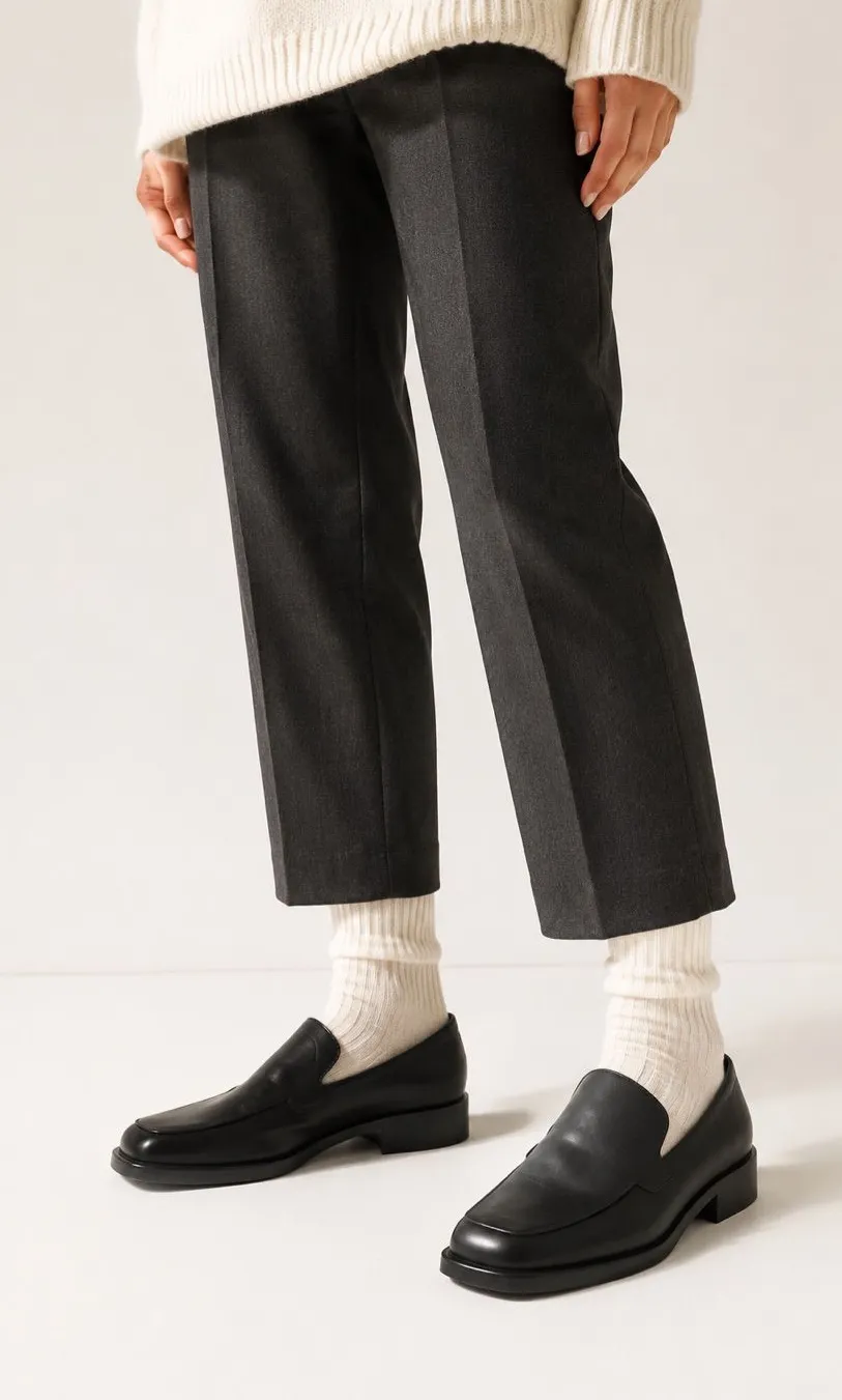 Franco Sarto Bocca Black Leather Square Toe Loafers Size 7.5 $120