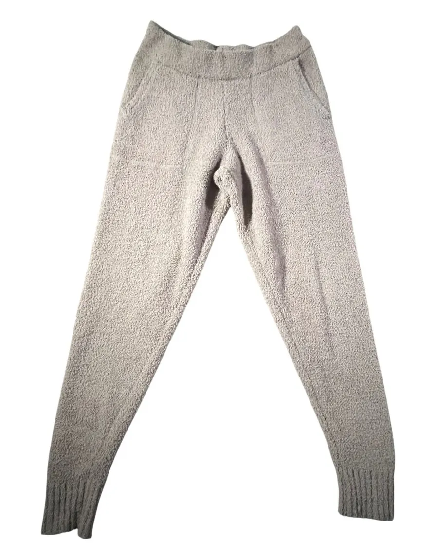 UGG Fleece Jogger Pants Women Medium Beige Textured Knit Lounge Pockets