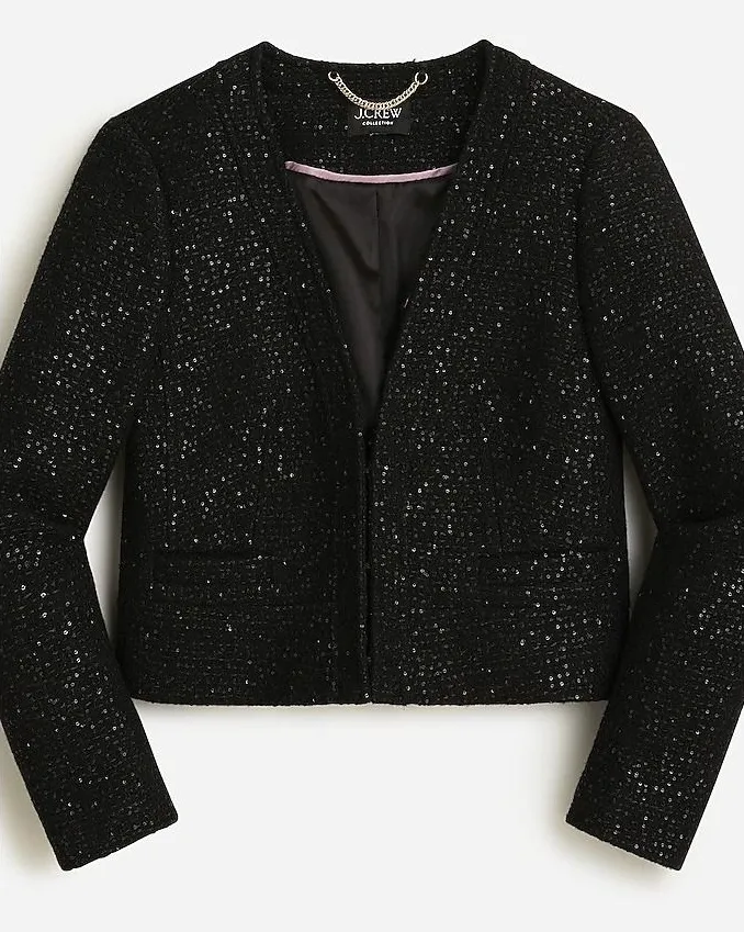 NWT J Crew Collection Sz 8 Black Sequined Chariot Lady Jacket Blazer BM560