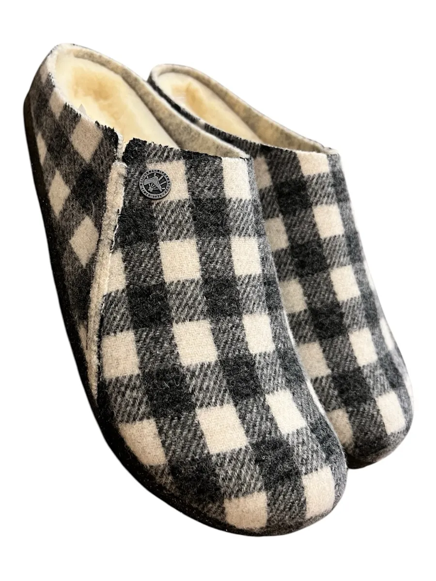 Birkenstock Zermatt Rivet Plaid Shearling Slippers EU 42 Women 11 Men 9 Narrow
