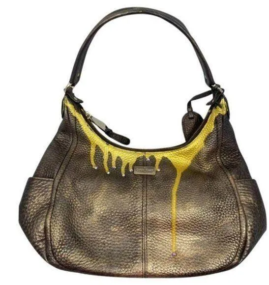 Cole Haan Leather Crossbody Brown Gold Customized