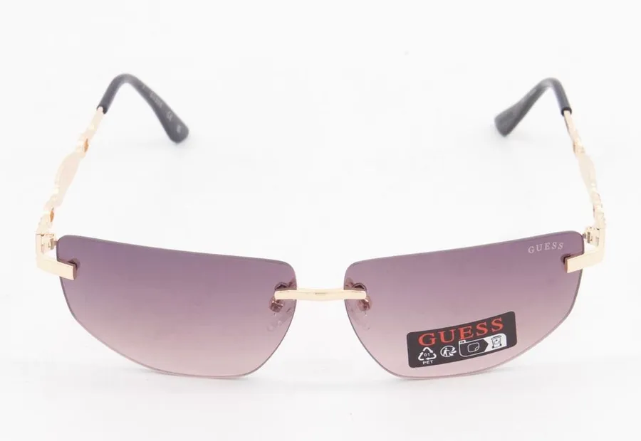 Guess Wrap Rimless Slim Sunglasses Go00083 Metal Gold Cat Eye NWT