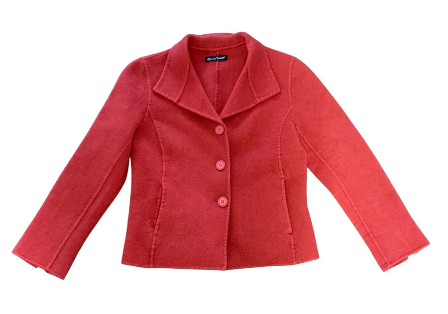 Alexandra Bartlett Red 100% Wool Blazer Jacket Womens Small Button Up Capsule