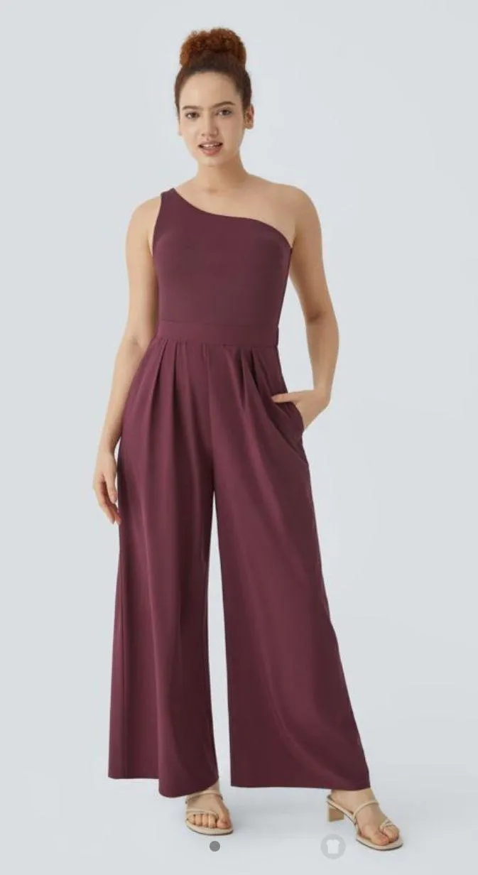 Breezeful One Shoulder Pocket Jumpsuit