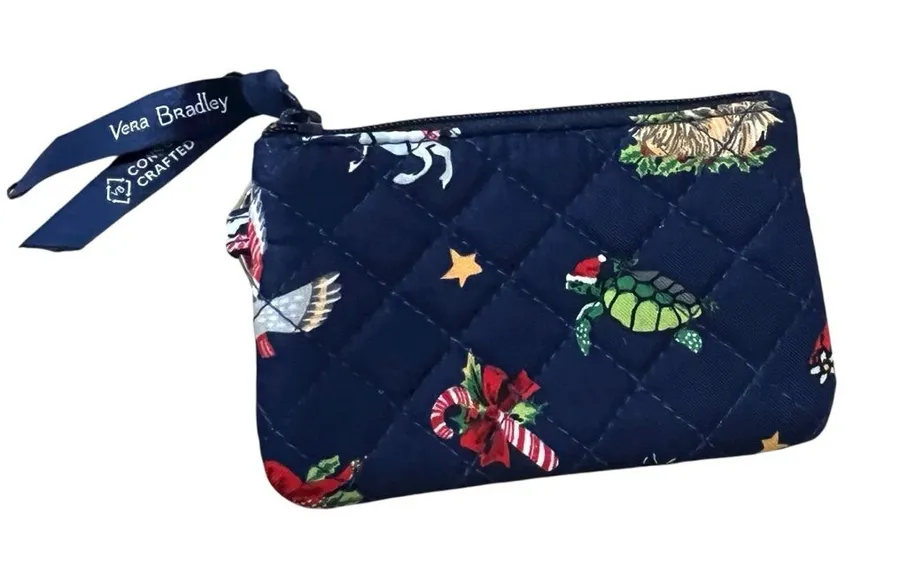 VERA BRADLEY Snow Globe Motifs Zip ID Case in Cotton NEW