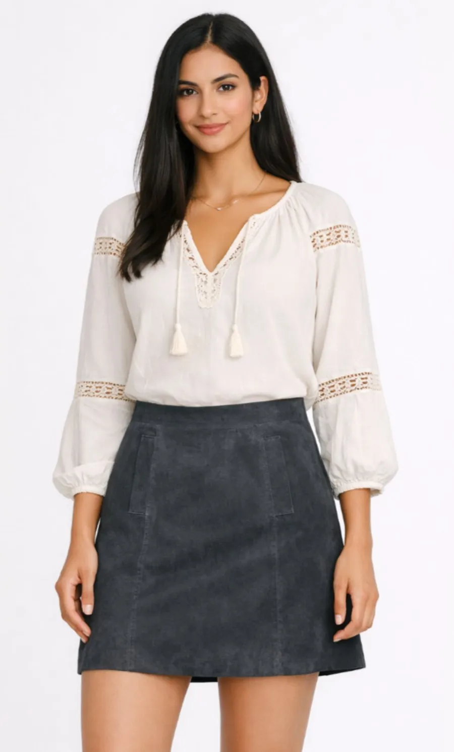 Kut From The Kloth Suede Leather Mini Skirt Womens 10 Gray Lined Pockets
