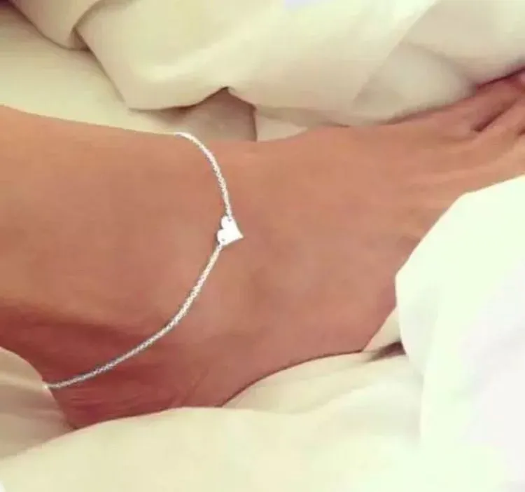 Silver Heart Anklet