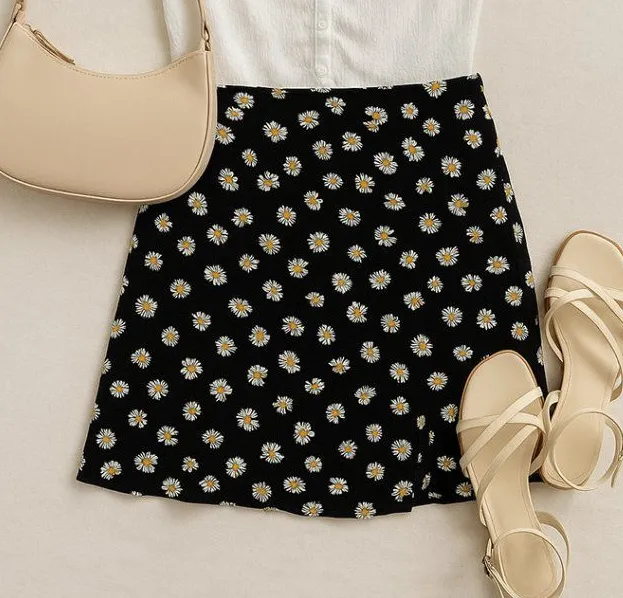 Hollister Mini Skirt | Ultra High Rise Daisy Print | Size Medium