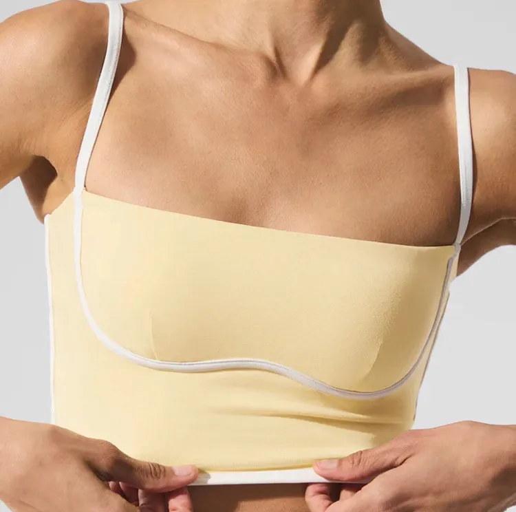 Alo Yoga Airbrush Streamlined Bra Tank Warm Butter/White S