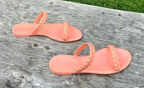 Stuart Weitzman Braida Sawyer Jelly Slide Sandals Apricot Pink Women’s 9