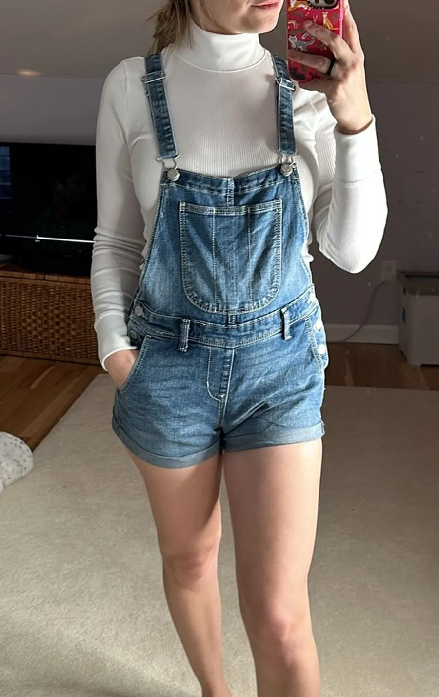 Old Navy: Blue Cuffed Overall Shorts