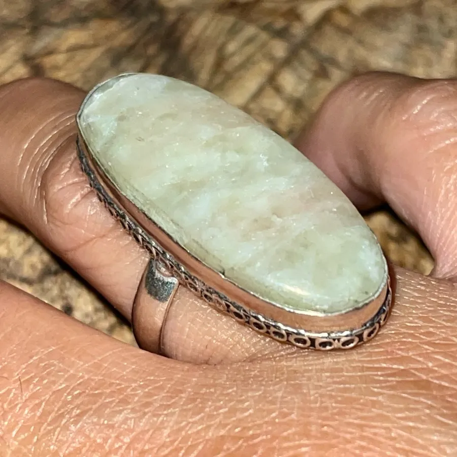 Citrine Quartz Ring Size 8 1/4 Green