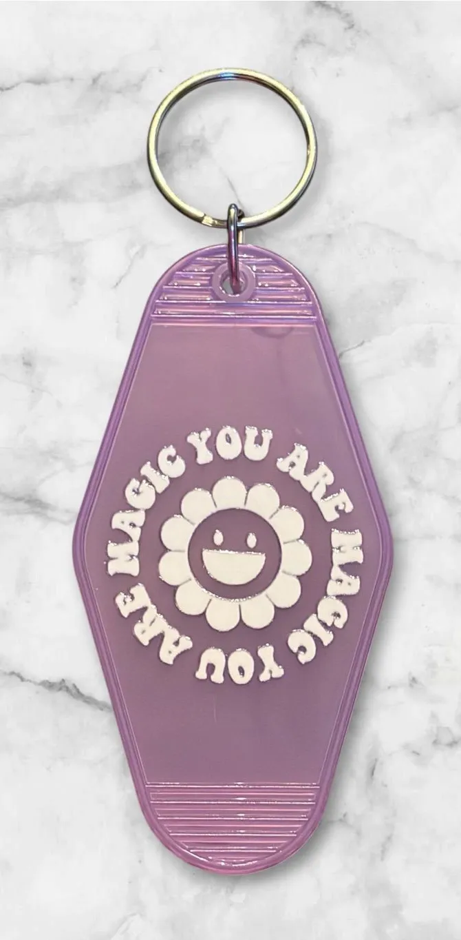 Purple Smiley Flower Keychain
