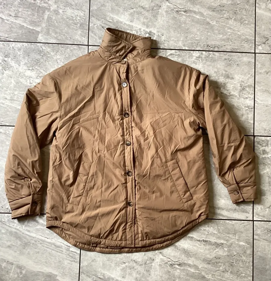 Halara NWOT Womens XS Tan Brown Puffer Jacket Quilted Button Up High Neck Coat