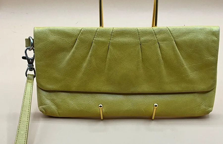 A Very Beautiful Yellow Leather Clutch Wristlet Handag