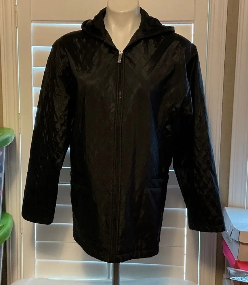 Jones New York Black Hooded Puffer Jacket