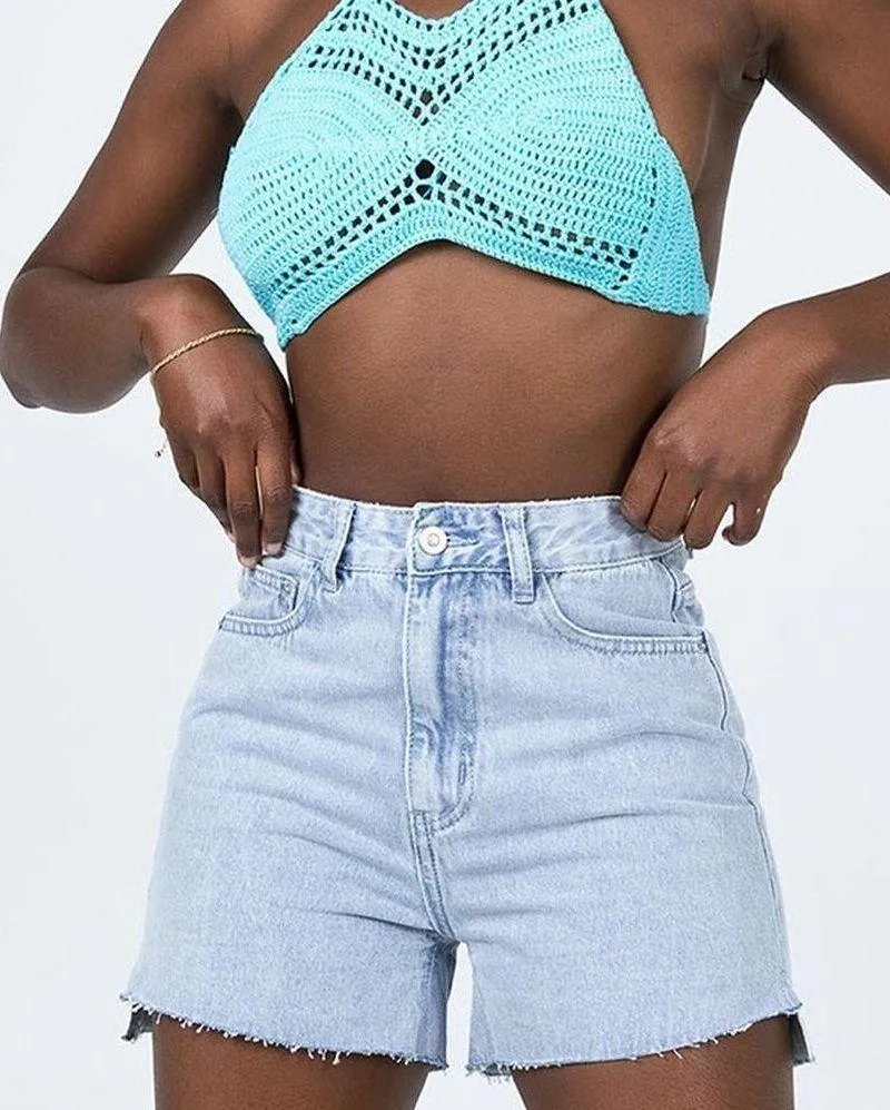 Princess Polly Leonie Lightwash Denim Shorts size 6