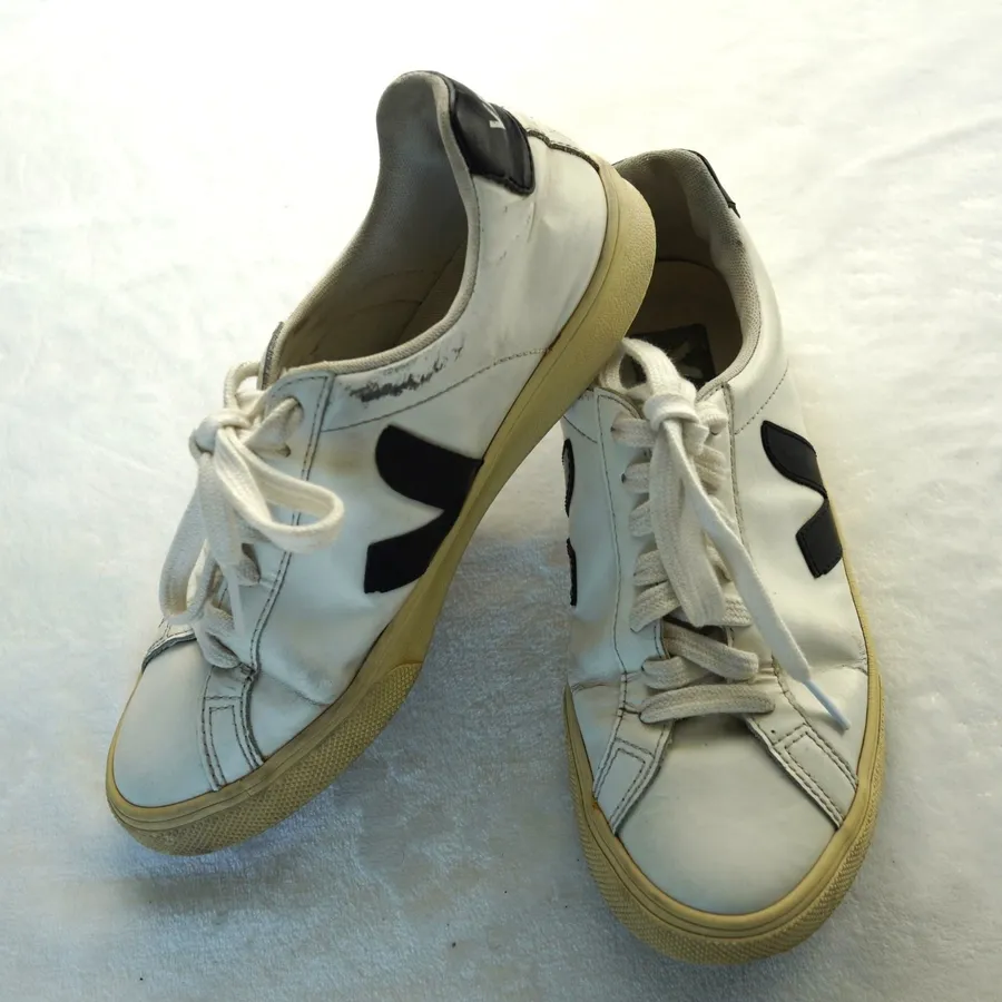 Veja Esplar White Leather Sneakers with Black Logo EU 36 US 5 Made in Brazil
